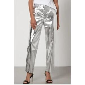 New Amy Lee Lupe Metallic Silver Pants Disco Retro Glam Y2k Spice Girls Vegas